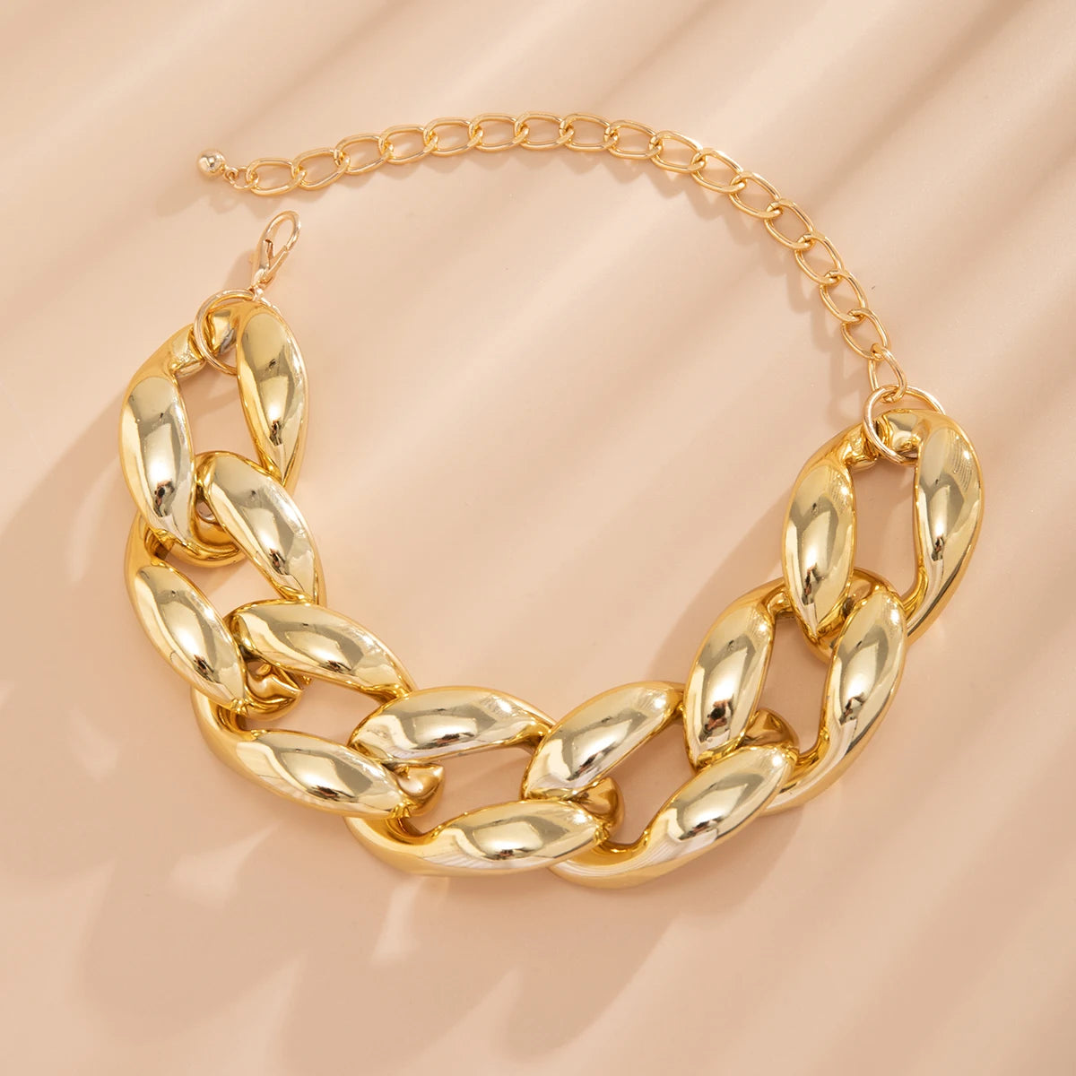 Chunky Gold Chain Link Choker Necklace Statement Jewelry for Women Bold Curb Chain Collar