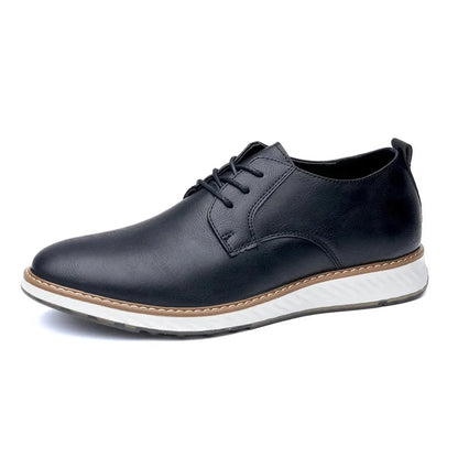 Black Torino Leather Orthopedic Sneakers with lace-up closure, smooth upper, and white cushioned sole