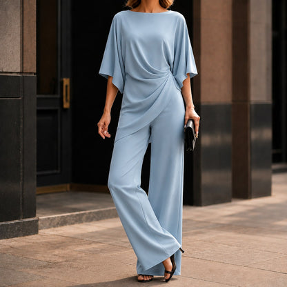 Katia-Sage Draped Set - Blue