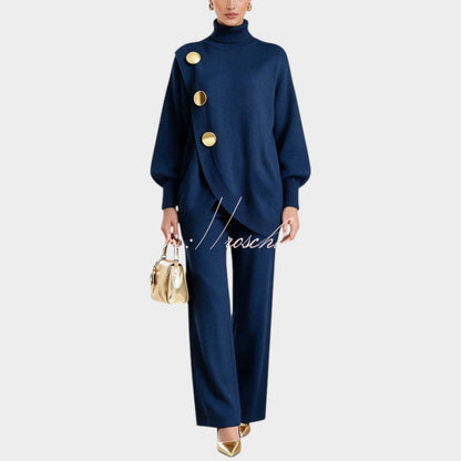 Knit Top for Women - Navy blue