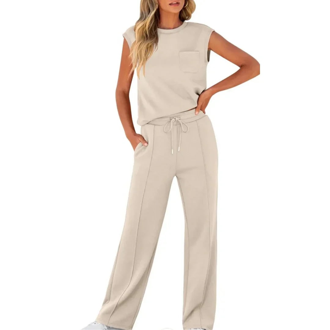 Knit Two-Piece Set for Women - Apricot
