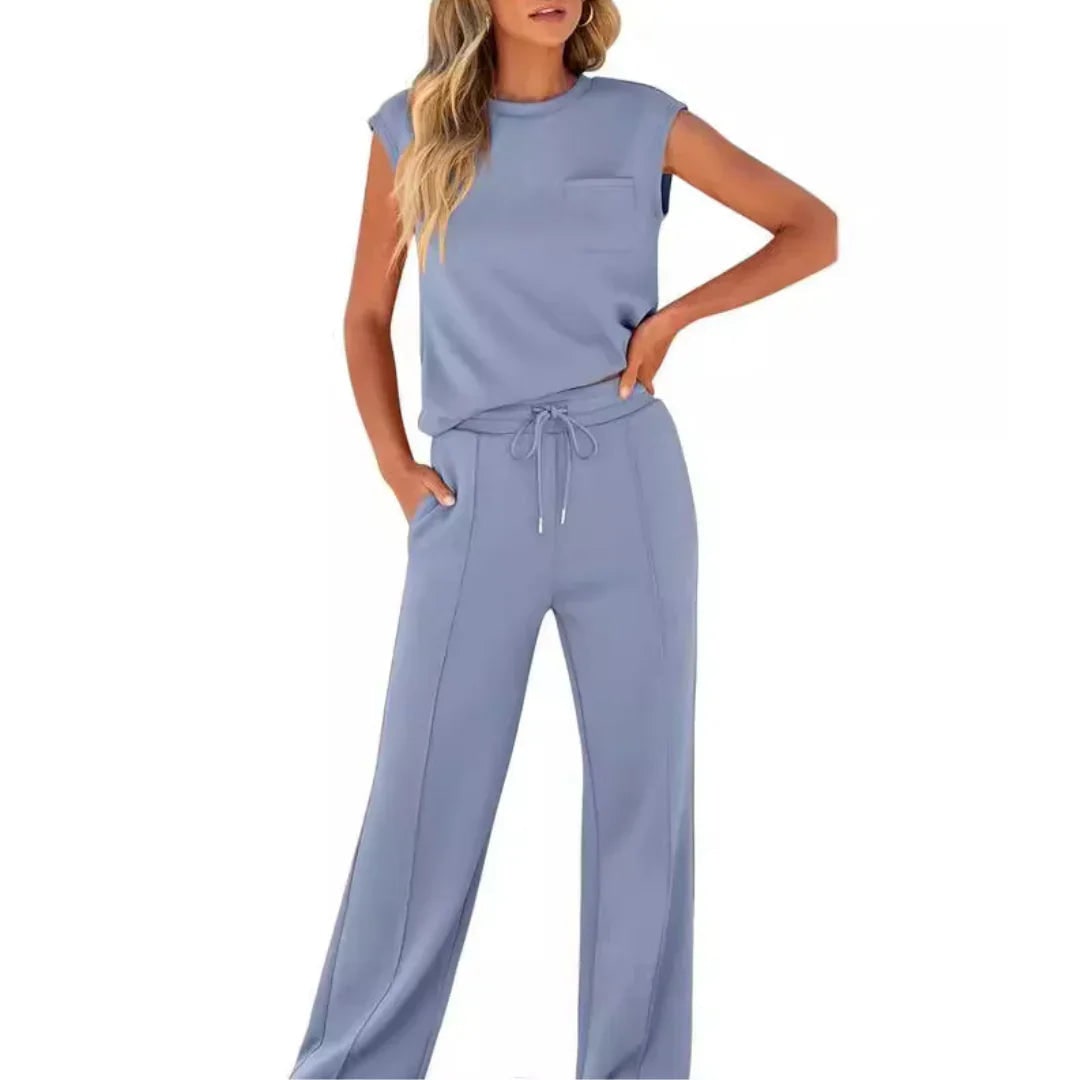 Knit Two-Piece Set for Women - Blue