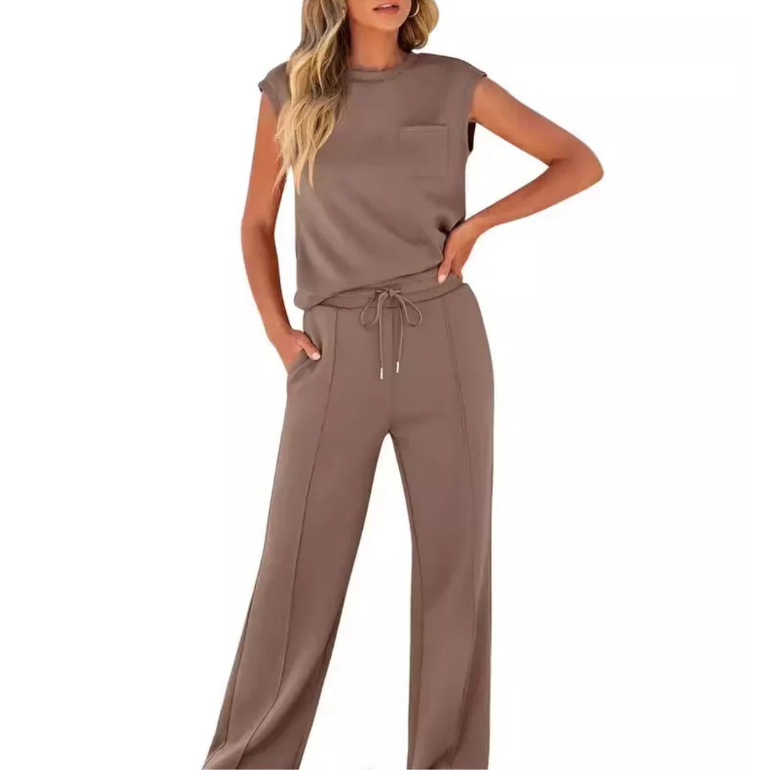 Knit Two-Piece Set for Women - Brown