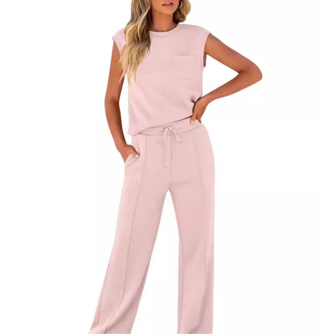 Knit Two-Piece Set for Women - Light Pink