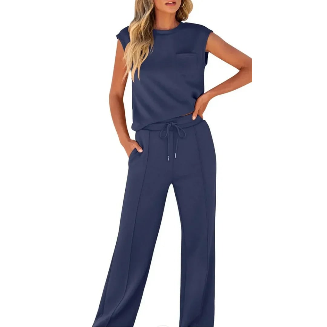 Knit Two-Piece Set for Women - Navy