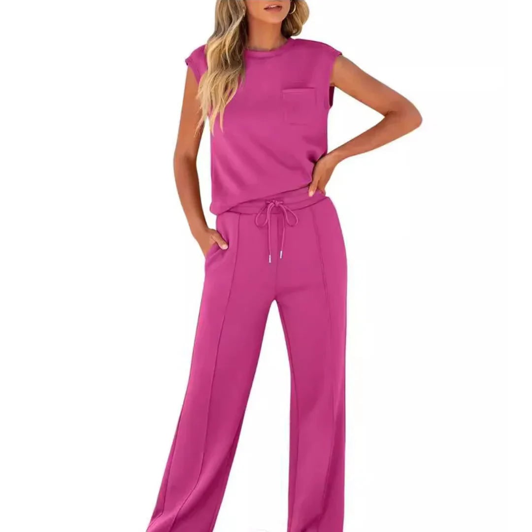 Knit Two-Piece Set for Women - Pink