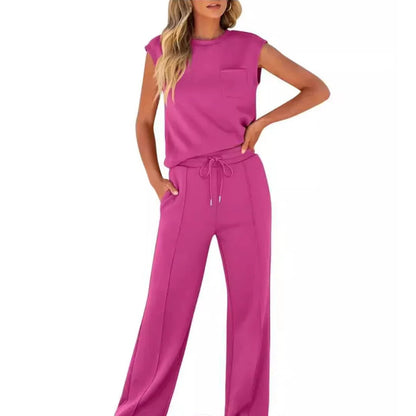 Knit Two-Piece Set for Women - Pink