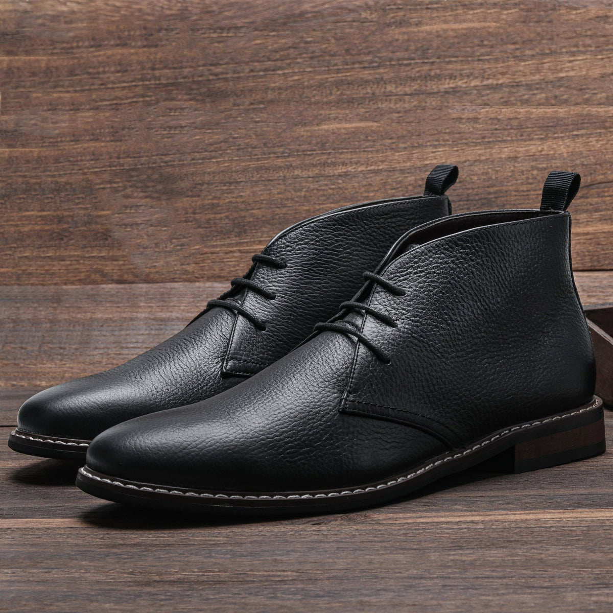Lace-Up Chukka Boots for Men - Black