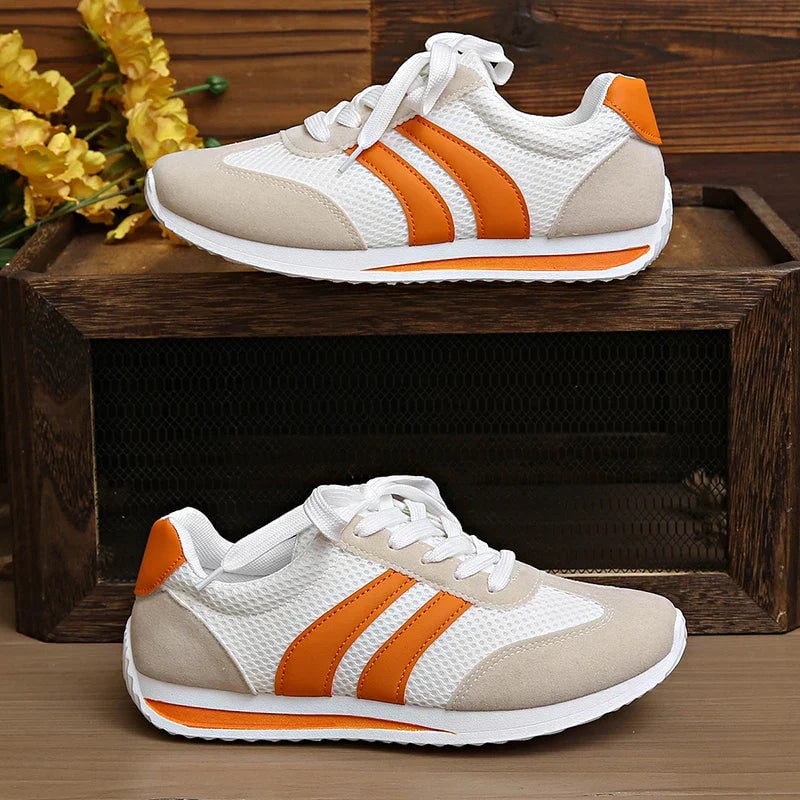 Lace-Up Mesh Overlay Low Top Sneakers for Women