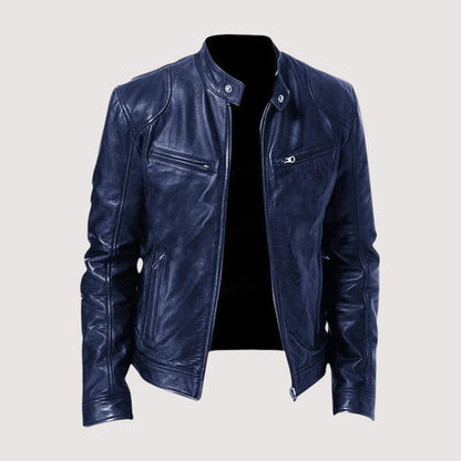 Leather Jacket for Men - Dark Blue