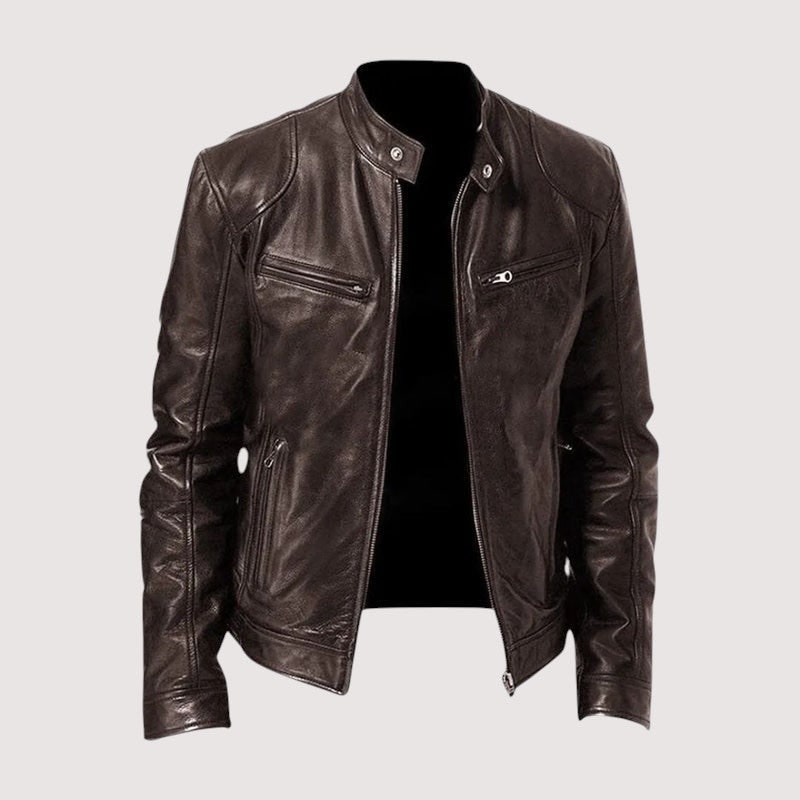 Leather Jacket for Men - Dark Brown