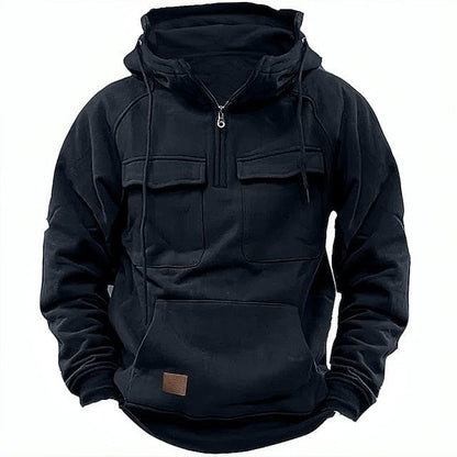 Lined Quarter-Zip Hoodie - Black