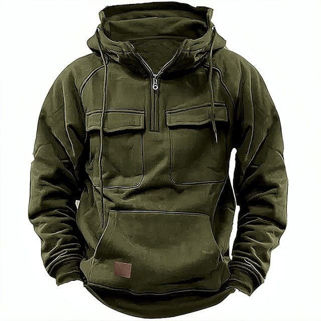 Lined Quarter-Zip Hoodie - Dark Green