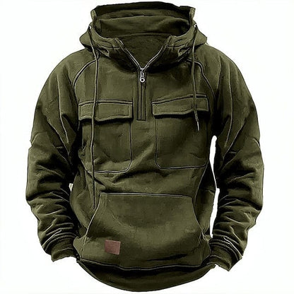 Lined Quarter-Zip Hoodie - Dark Green