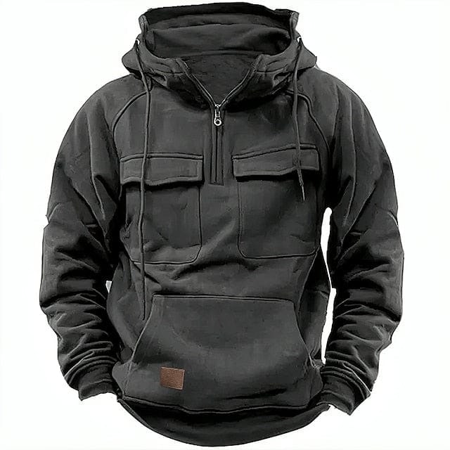 Lined Quarter-Zip Hoodie - Gray