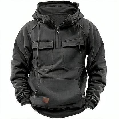 Lined Quarter-Zip Hoodie - Gray