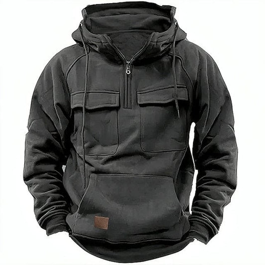 Lined Quarter-Zip Hoodie - Gray
