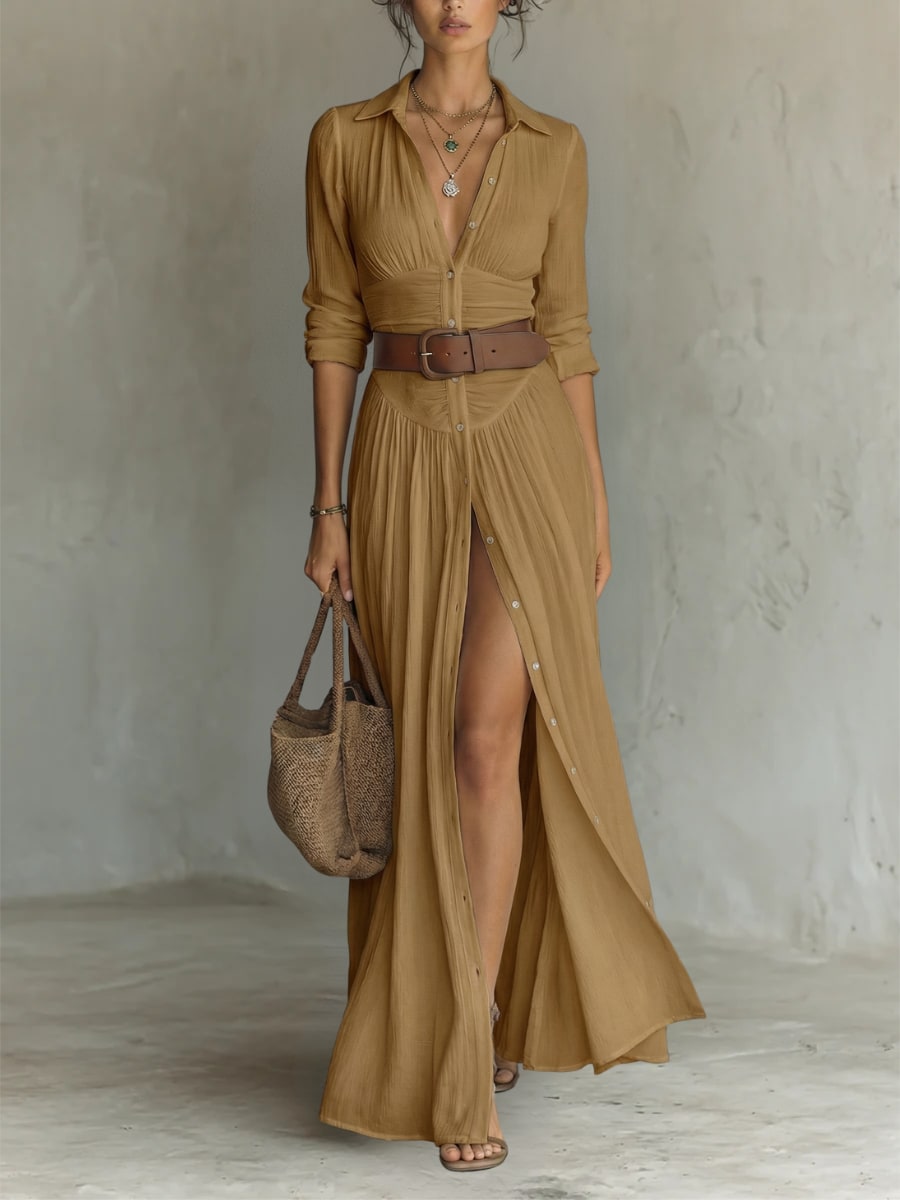 Long Maxi Dress - Brown