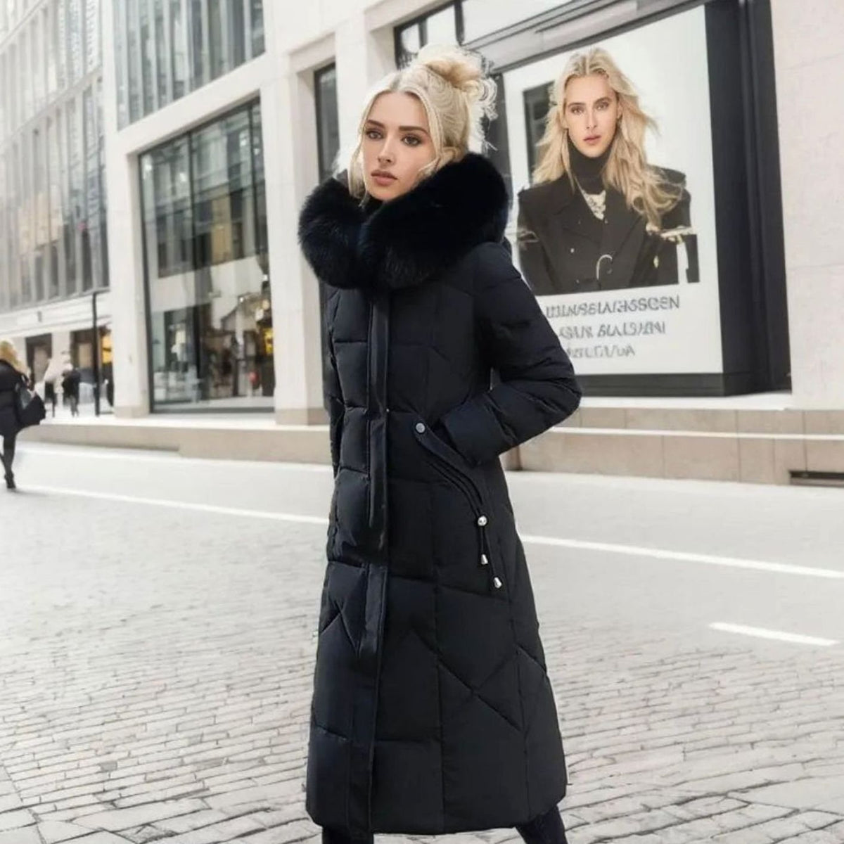 Longline Hooded Quilted Coat for Women
