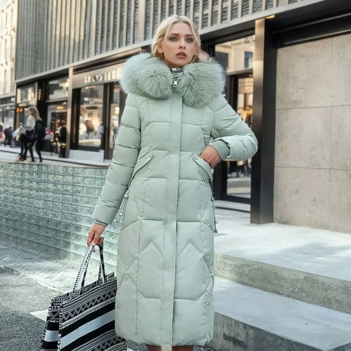 Longline Hooded Quilted Coat for Women
