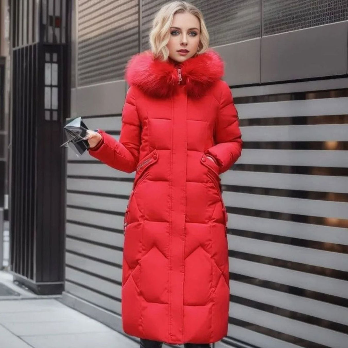 Longline Hooded Quilted Coat for Women