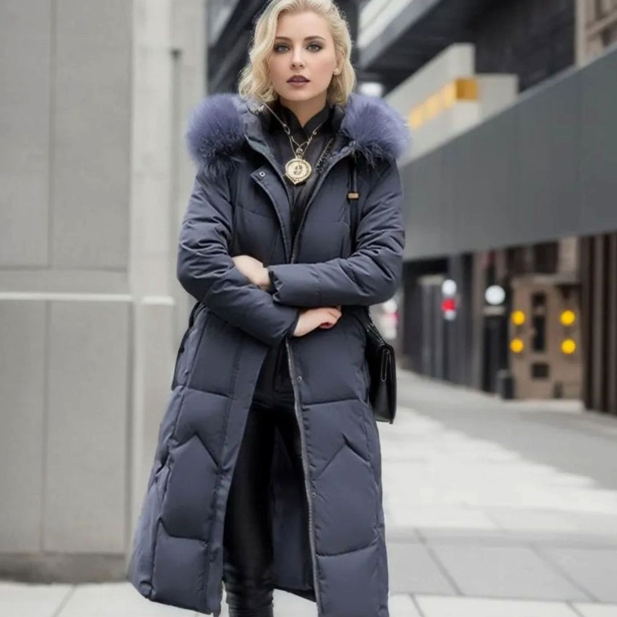 Longline Hooded Quilted Coat for Women