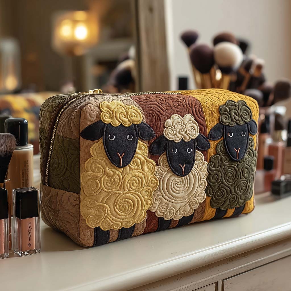 Meadow Sheep Quilted Cosmetic Bag