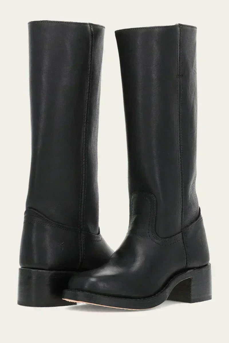 Mid-Calf Block-Heel Boots for Women - Black
