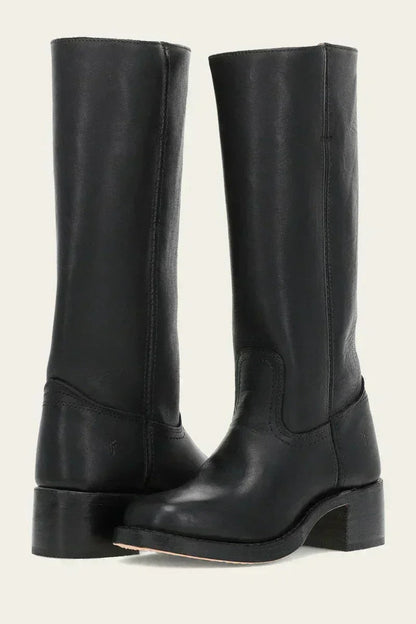 Mid-Calf Block-Heel Boots for Women - Black