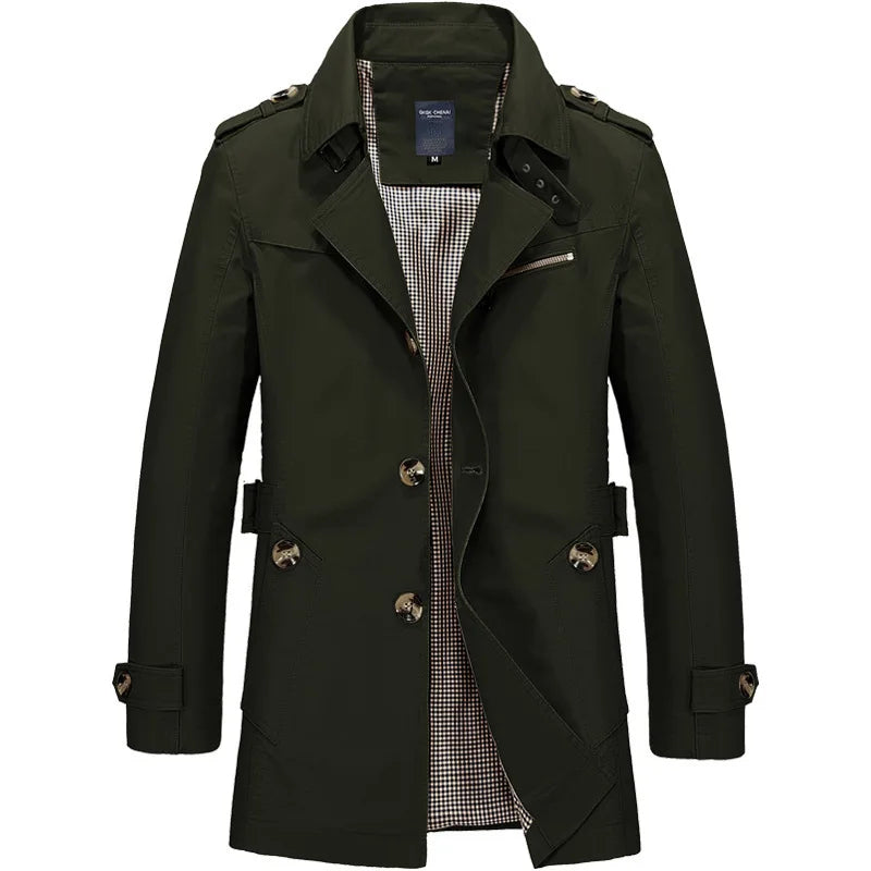 Double-Breasted Navy Trench Coat for Men - Vert