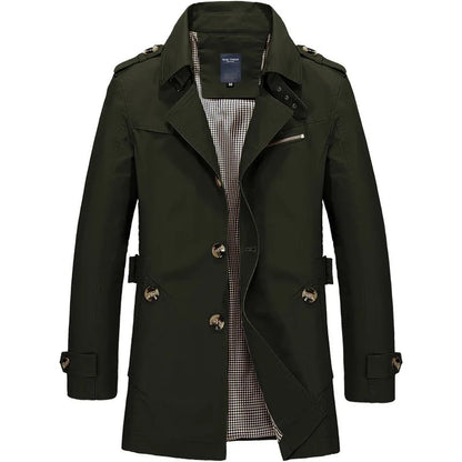 Double-Breasted Navy Trench Coat for Men - Vert