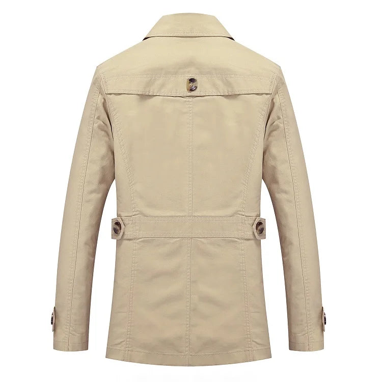 Double-Breasted Navy Trench Coat for Men