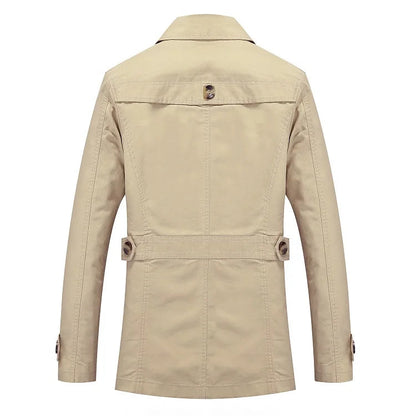 Double-Breasted Navy Trench Coat for Men