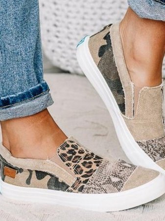 Leopard Print Slip-On Loafer Flats for Women