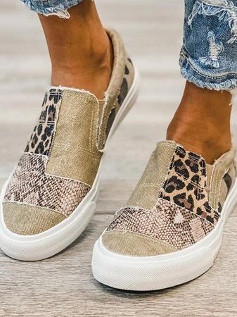 Leopard Print Slip-On Loafer Flats for Women