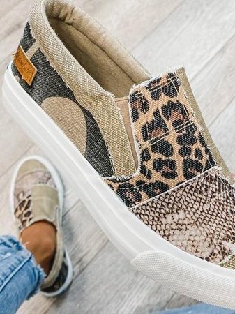 Leopard Print Slip-On Loafer Flats for Women