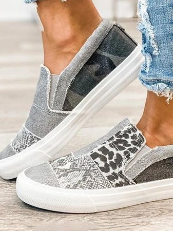 Leopard Print Slip-On Loafer Flats for Women