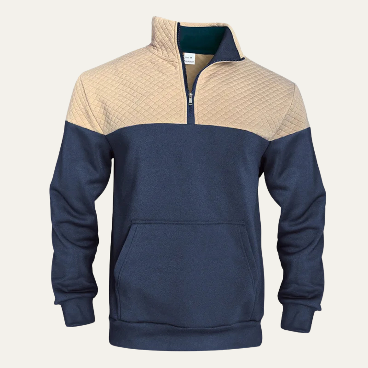 Quilted Color Block Quarter-Zip Pullover Sweatshirt for Men