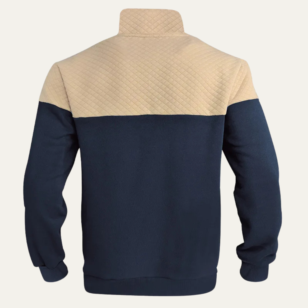 Quilted Color Block Quarter-Zip Pullover Sweatshirt for Men