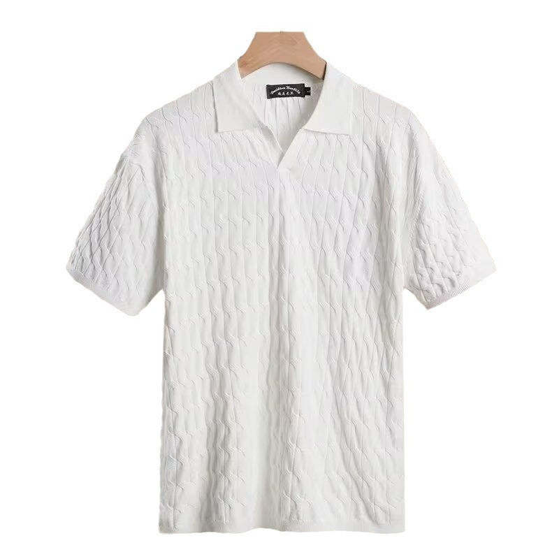 Short Sleeve Textured Polo Shirt for Men