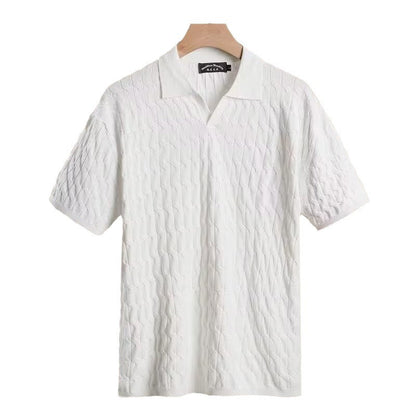 Short Sleeve Textured Polo Shirt for Men