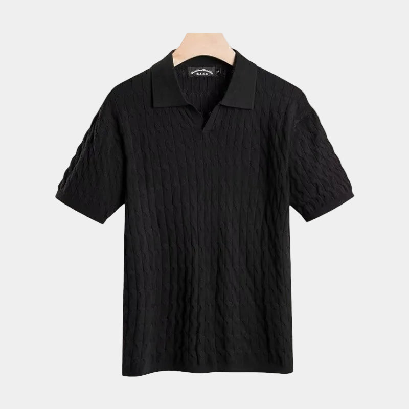 Short Sleeve Textured Polo Shirt for Men - Noir