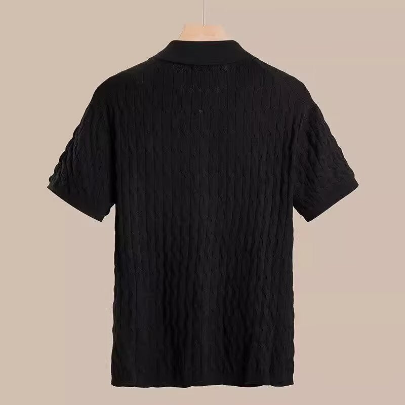 Short Sleeve Textured Polo Shirt for Men