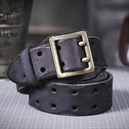 Oldtown Italian Leather Belt for Men - Black