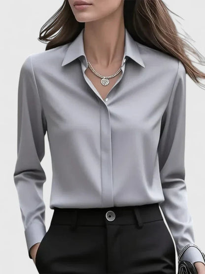 Oversized Button-Down Shirt for Women - Gray