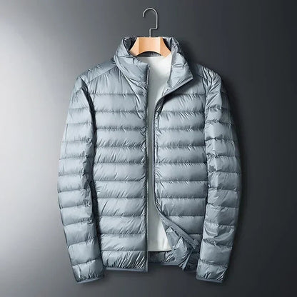 Packable Puffer with Stow Pocket - Gray