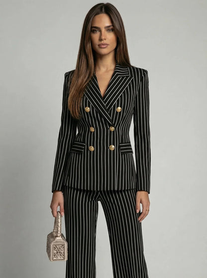 Pinstripe Double-Breasted Blazer for Women