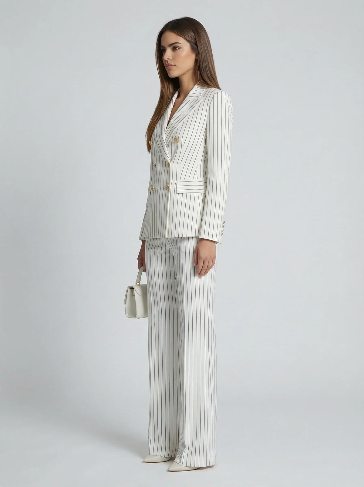 Pinstripe Double-Breasted Blazer for Women