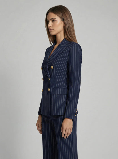 Pinstripe Double-Breasted Blazer for Women