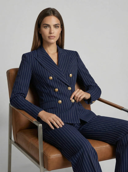 Pinstripe Double-Breasted Blazer for Women